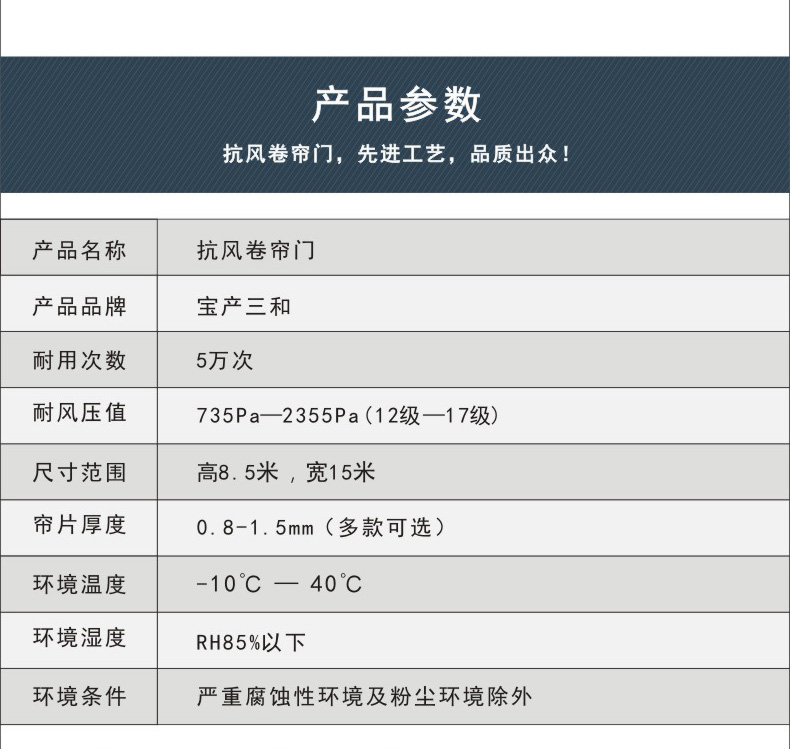 抗风卷帘门参数